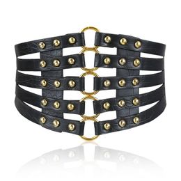 Ceintures Creux Large Ceinture Femme Mode Rivet Anneau En Métal All-match Couleur Pure Taille Joint Élégant Élastique Mince Haute Qualité CeintureCeintures