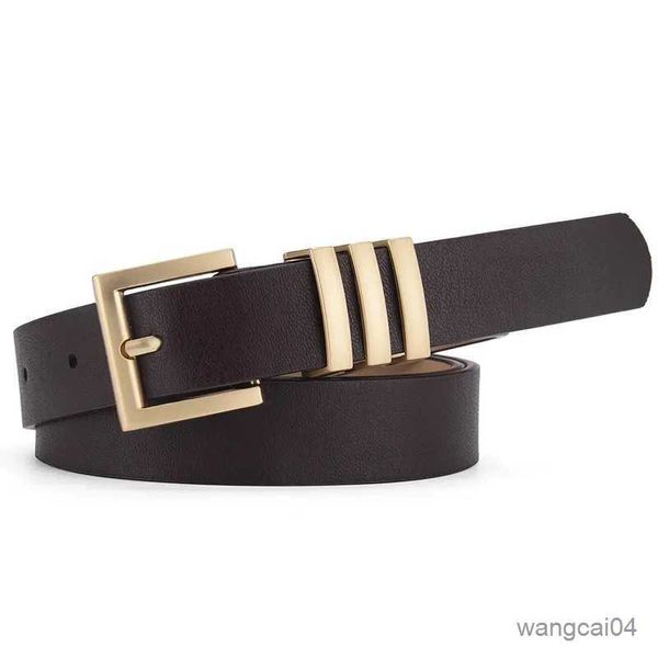 Cinturones Venta caliente cinturón personalizado para mujer cinturón con hebilla cuadrada dorada a la moda cinturón negro marrón para mujer vestido de mujer Jeans