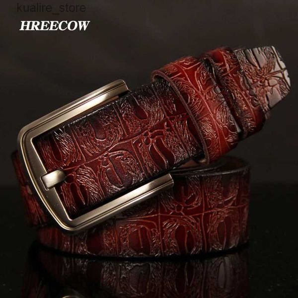 Cinturones HREECOW Cinturones de diseñador Hombres Cinturón masculino de alta calidad Correa de cuero genuino Marca famosa de lujo Odile Pin Hebilla Ceinture Homme L240308