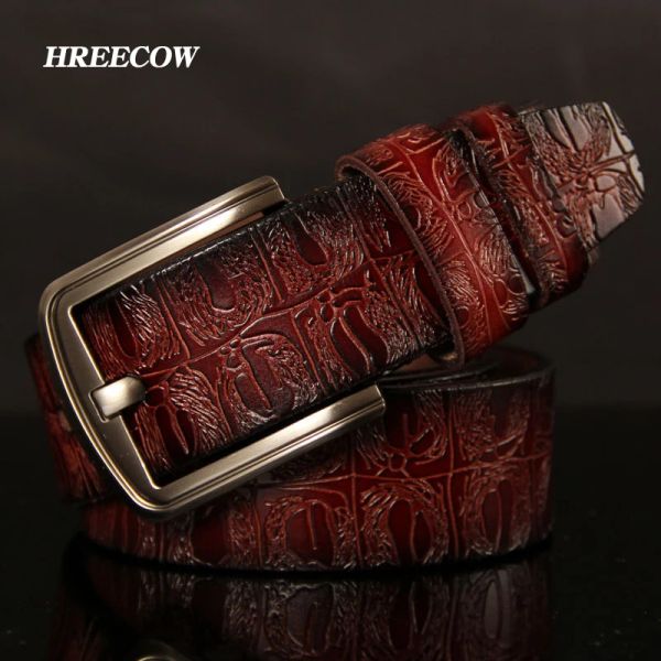 Cinturones Hreecow cinturones de diseñador para hombre cinturón masculino de alta calidad correa de cuero genuino marca famosa Pin de cocodrilo Ceinture Homme