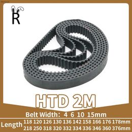 Riemen htd 2m distributie riem 2 m gesloten lus rubberen riem breedte 4/6/10/15 mm lengte 118 120 126 130 136 142 158 mm 2 m aandrijftekst riem htd2ml240409