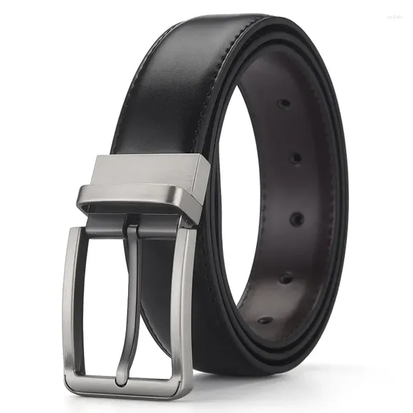 Ceintures en stock ceinture pour hommes d'affaires à boucle rotative en cuir véritable haut de gamme avec logo