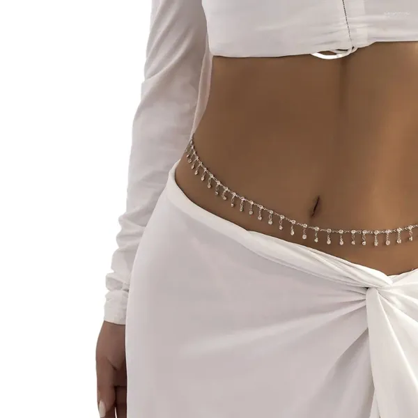 Ceintures Ins pour filles Y2K, chaîne de taille fine, pompon en Zircon, bijoux de corps, ceinture de ventre en cristal pour femmes, ceintures coréennes