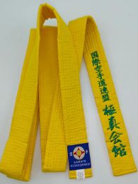 Ceintures International Karate Fédération Kyokushi Belts IKF Sports Yellow Belt 4cm de large Processus personnalisé Texte brodé de la Chine Made