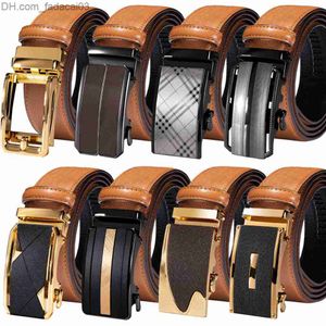 Ceintures ceinture pour hommes à boucle automatique italienne ceinture pour hommes en cuir orange ceinture en jean à cliquet Z230707