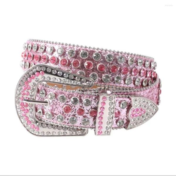 Ceintures Style japonais coréen mode diamant pour femmes Punk Rivet strass incrusté ceinture Super luxe Flash Hip Hop