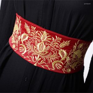 Ceintures japonais rétro brodé large ceinture Cummerbunds Kimono robe décor ceinture réglable dame Yukata ceinture cravate ceinture
