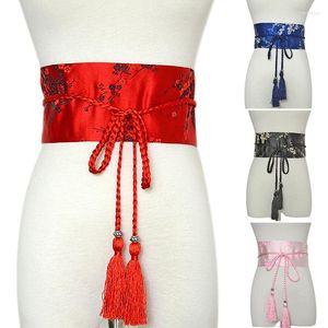 Ceintures japonais rétro gland Kimono ceinture femmes large Corset Cummerbunds mode Floral imprimé Yukata ceinture cravate Style ethnique robe