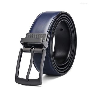 Cinturones Jeans Azul Marrón oscuro Negro Hombre Reversible Cinturón de cuero Hombres Business Pantalón BeltBelts