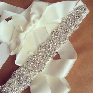 Ceintures JLZSXY Luxe Strass Ceinture De Mariée Ceinture Cristal Avec Ruban Robe De Mariée En Satin