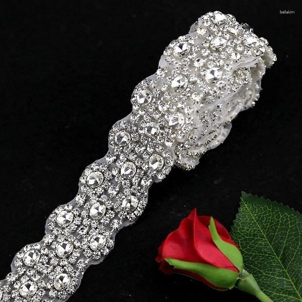 Ceintures JLZXSY 1 yard à la main cristal strass applique coupe mariée bricolage bandeau bouquet poignée accessoires de mariage