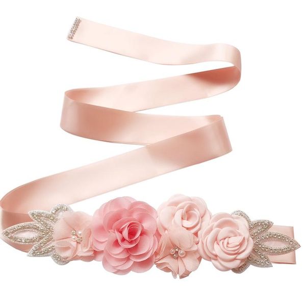 Ceintures JLZXSY Ceinture de ceinture de maternité enceinte de fleur de rose 3D faite à la main, ceinture de ventre de douche de bébé florale, ceinture de mariée en cristal