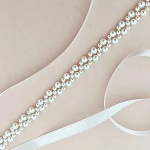 Ceintures jlzxsy faites à la main mince perle perlé ruban satiné de dos robe de mariée robe de mariée