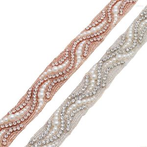 Ceintures jlzxsy perle en perle en bois applique garniture diy ceinture nuptiale iron coudre sur les accessoires de mariage en cristal