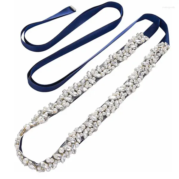 Cinturones JLZXSY Cinturón nupcial de perlas para vestido de novia Vestido de diamantes de imitación Cristal Damas de honor Hecho a mano Fino
