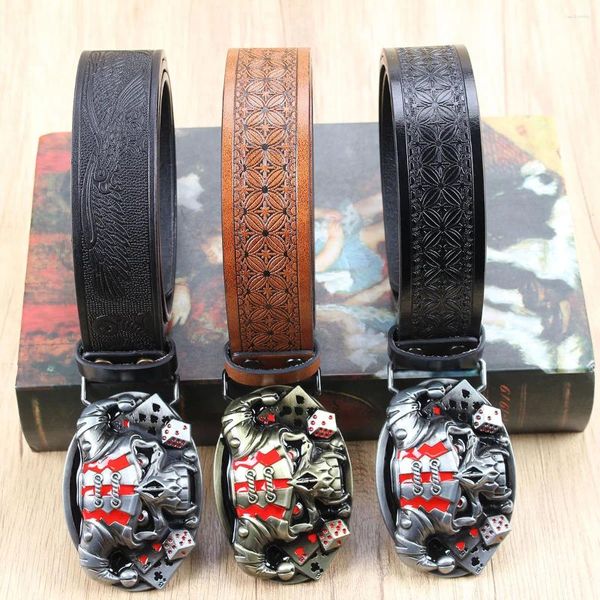 Ceintures Joker Skull3.7cm de large pour hommes et femmes Western Bull Head denim Style Scalprendy Belt lisse Buckle