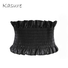 Cinturones Kasure Fashion Basic High Elastic PU Cintura ancha para mujeres niñas Simple Joker Down Jacket Cinturón femenino Vestido Decoración T221012