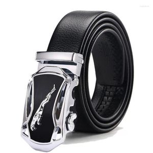 Ceintures Kemeiqi Top qualité cuir pour hommes largeur voiture de sport marque mode boucle automatique noir véritable ceinture hommes