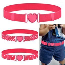 Riemen kinderen elastische meid stretch taille riem verstelbaar roze hart buckle uniform voor tienermeisjes jurken