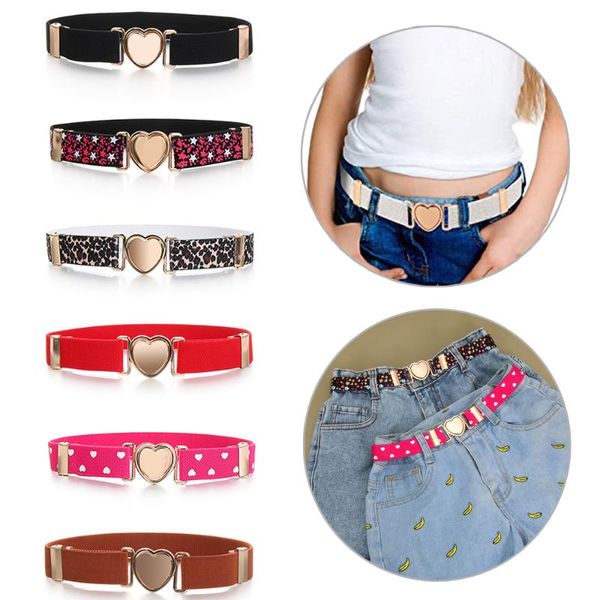 Ceintures élastiques pour filles, ceinture de taille extensible, réglable, en forme de cœur, uniforme pour robes adolescentes, accessoires de mode