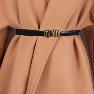 Ceintures coréennes réglables en alliage métal boucle loisirs femme PU cuir ceinture cercle taille sangle mince ceinture jupe décorations