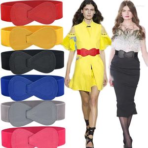 Ceintures coréennes ceinture de taille Lady Bow ceinture élastique à la ceinture noir blanc jaune large robe corset en cuir femme accessoire