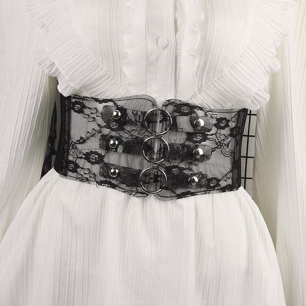 Ceintures Dentelle Élastique Large Ceinture Dames Anneau Conception Décoratif Robe Tops Chemises Jeans Accessoires De Mode Gothique Pour FemmesCeintures