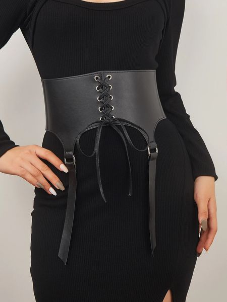 Ceintures Ceinture à lacets femmes ceintures sous le buste pour Lady Black Doury Vintage cummerbund corset sexe gilet taille Comeondear harnais gothique 231202