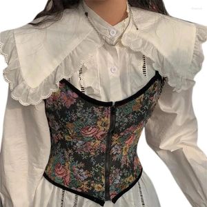 Ceintures mesdames bustier floral de corps sexy Shaper Shaper Overbust Corset Top avec une ceinture élastique sans manche pour le réservoir