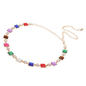 Ceintures dames chaîne en métal perles colorées strass ceinture de taille extensible