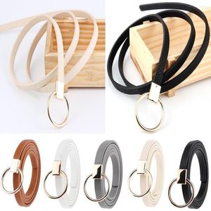 Riemen Dame PU Leer O Ring Knoop Riem Dunne Magere Taille Voor Jurk Accessoire Zwart Bruin Wit Grijs