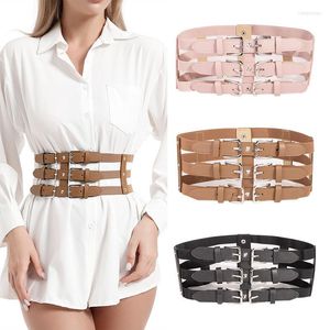 Riemen Dame Vintage 3 Bandjes PU Lederen Taille Riem Vrouwen Mode Bustiers Zwart Sexy Corset Jurk Jeans Tailleband