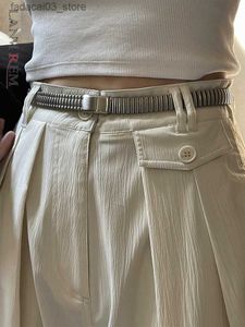 Ceintures LANMREM métal acier inoxydable ceinture pour femmes rétro minimaliste Styles couleur argent pantalon pantalon accessoire ceinture 2R8414 Q230914