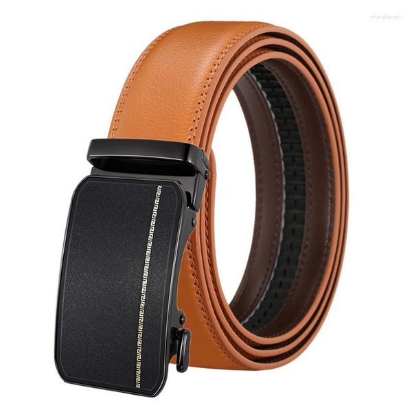 Ceintures LannyQveen Style Ceinture en cuir véritable Boucle automatique pour hommes en cuir de vachette pour hommes en alliage de haute qualité