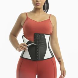 Riemen Latex Taille Trainer 13 Spiraal Staal Uitgebeend Training Corset 3 Rijen Gespen Patchwork Sportieve Gordel Afslanken Onderborst