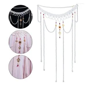 Cinturones Perlas en capas Borlas Cadena de cintura Vestido Hanfu Accesorios de disfraz para mujer