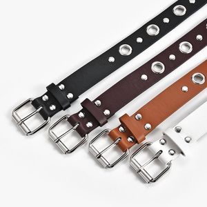 Riemen lederen verstelbare mode riem riem rock rock motorfiets taille riem voor jeans kostuum punkstijl zwart wit zilver