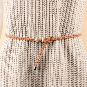 Courroies en cuir tressé mince ceinture pour femme robe chemise ceintures décoratives sangle mode boucle ardillon femme ceinture dames taille corde