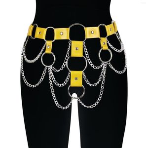 Ceintures Harnais En Cuir De Mode Porte-Jarretelles Sexy Femmes Jarretelles Corps Bondage Sangle De Jambe Cage Taille Bande Métal Chaînes Décoration Bas