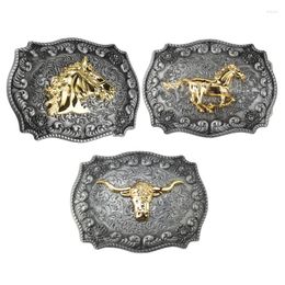 Ceintures Longue Corne Bull Western Ceinture Boucle Cowboy Métal Pour Hommes Drop