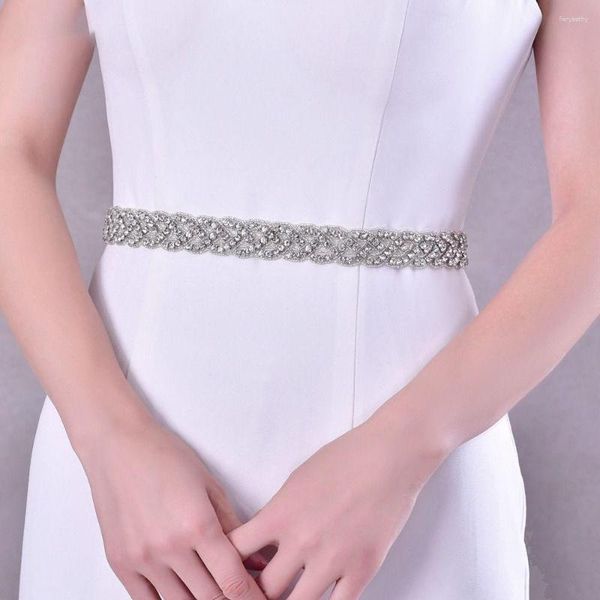 Ceintures Long ruban strass ceinture élastique soie robe de grande taille ceinture de luxe diamant cristal mariage