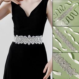 Ceintures luxueuses pour robe de mariée, avec strass incrustés, bijoux de mariée, accessoires cadeaux, couture à la main H9