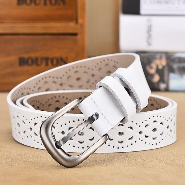 Ceintures De Luxe Ceinture Dames En Cuir Véritable Mode Femmes Creux Boucle Ardillon Exquis Poinçon Gratuit Filles Cadeau