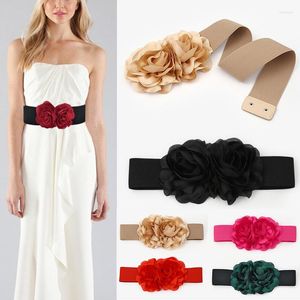 Ceintures de luxe grand ruban nœud fleur ceinture de taille élastique pour les femmes sangle robe manteau de mariage ceinture décorative Corset ceinture