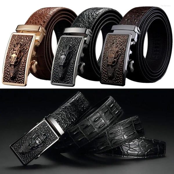 Ceintures Design de luxe en cuir véritable ceinture mode décontracté Vintage motif Crocodile ceinture boucle automatique ceinture