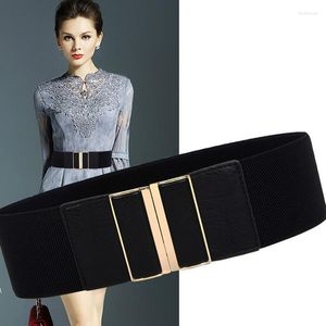 Cinturones Moda de lujo Elástico Cinturón de mujer Sello de cintura Bolsa de aleación cuadrada Par Hebilla Falda Decoración Ancho Negro Beige CamelBelts Fred22