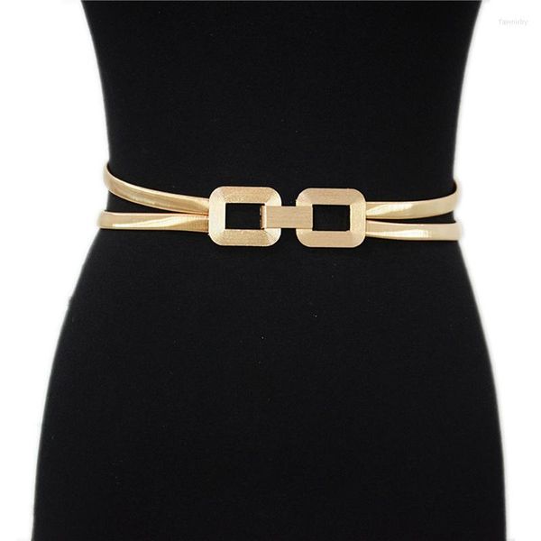 Ceintures luxe or boucle Stretch ceinture femmes mode mince métal rétro femme jean robe ceinture 2023 pour dames