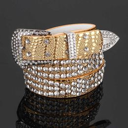 Ceintures De Luxe Strass Ceintures Femme À La Main Large Rivet Décoration Streetwear Alliage Brillant Haute Qualité 110cm Ceinture G230207