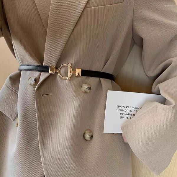 Ceintures de luxe Simple réglable robe pantalon femmes PU ceinture ceinture taille métal crochet boucle