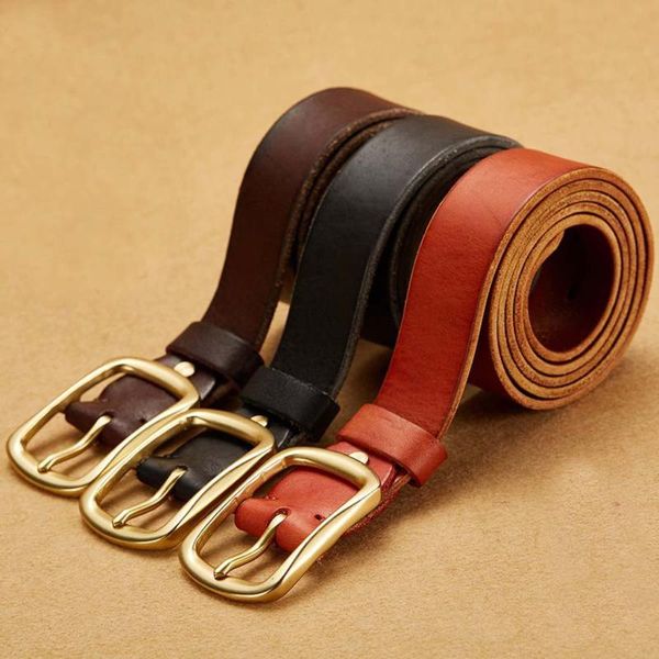 Cinturones Correa de lujo Hombre Más vendidos Cuero genuino de vaca Diseñador de tres colores para jeans Estilo de ocio Cinturones de cuero